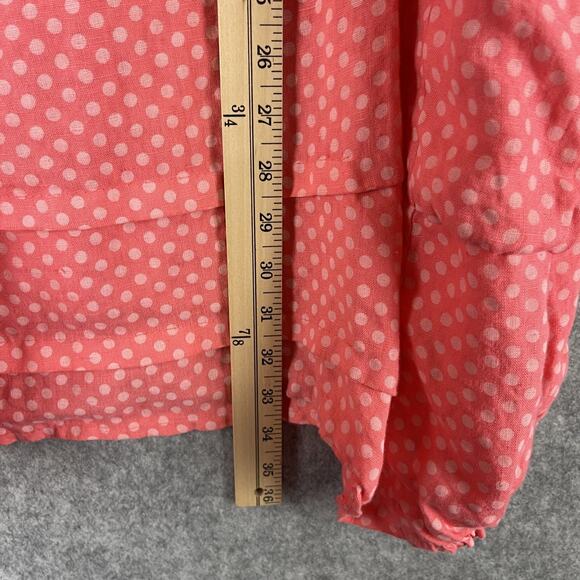 Miss Sugar Linen Dress Womens XL Pink Polka Dot Tiered Lagenlook Made In Italy - Picture 10 of 15